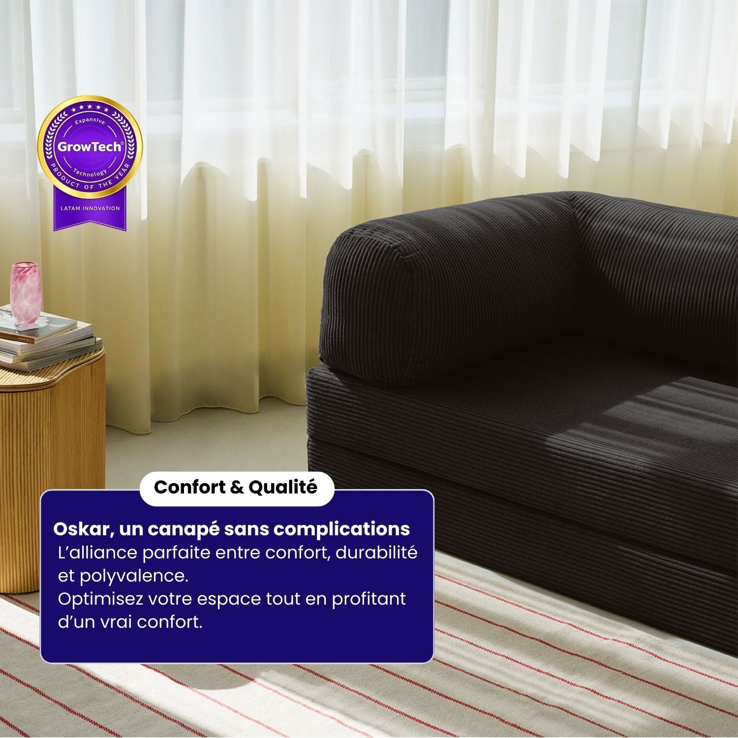 Canapé lit 2 places 200 cm – Gris