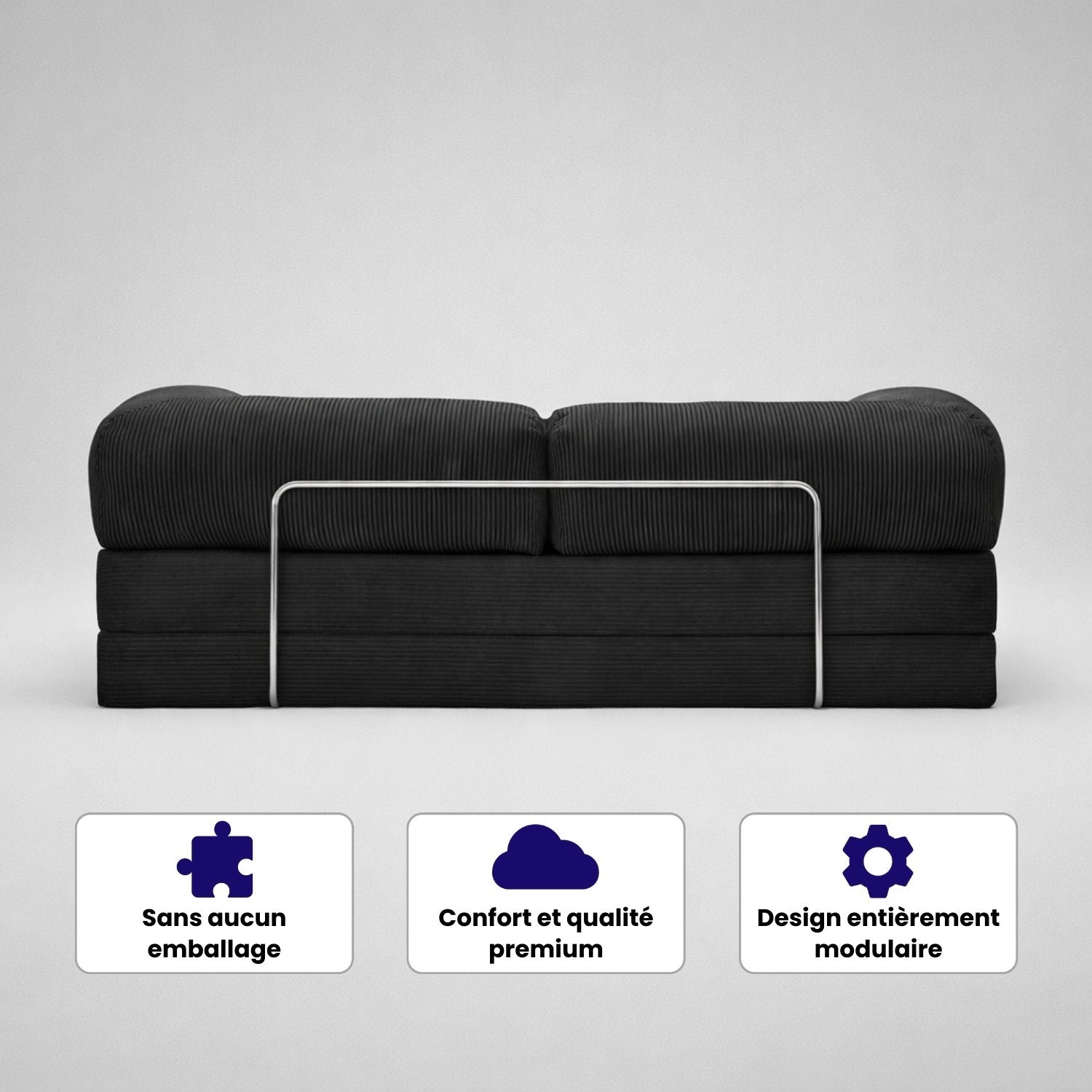 Canapé lit 2 places 200 cm – Gris